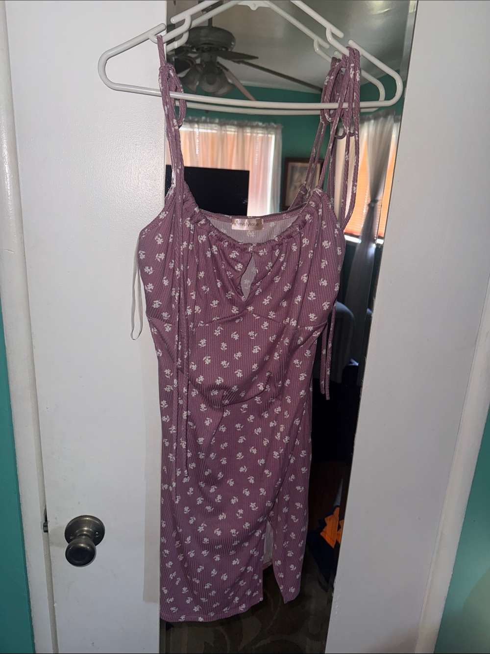 MistyRose Dusty Mauve Floral Tie-Strap Dress